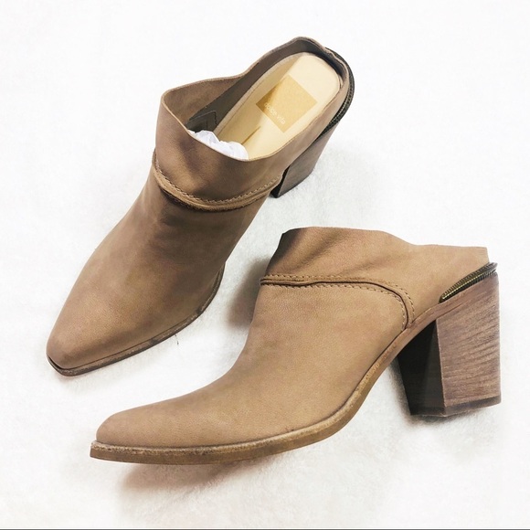 🔥SALE🔥 Anthro Dolce Vita tan soft leather mule booties sz9.5 NWOT - Picture 2 of 10